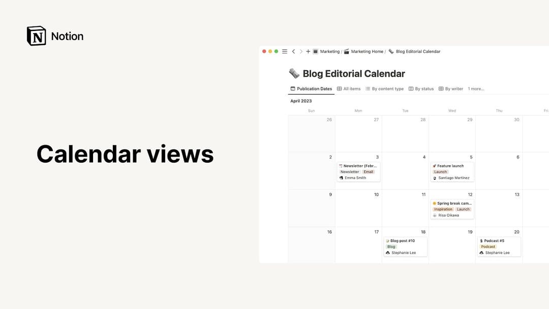 Vista de calendario