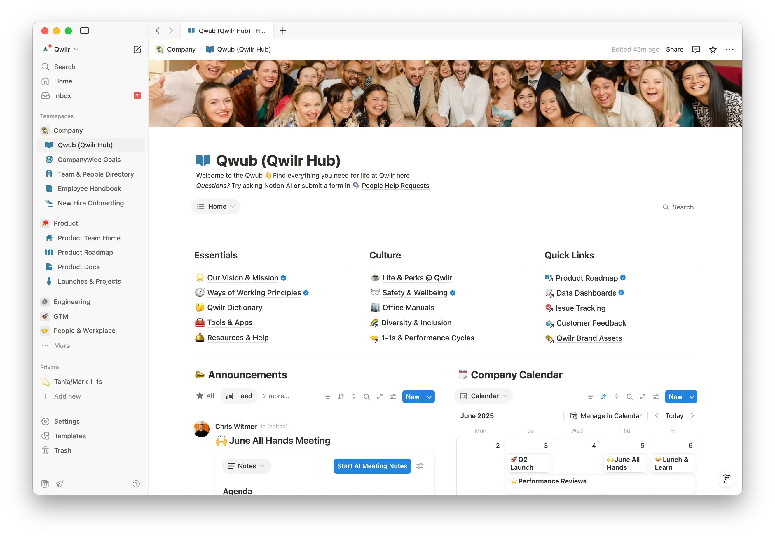Qwilr's workspace brings workflows and knowledge from across the company in one central command center. Teams can quickly find what they needâwhether it's a Notion doc, project, or work from connected toolsâthanks to powerful built-in AI.
