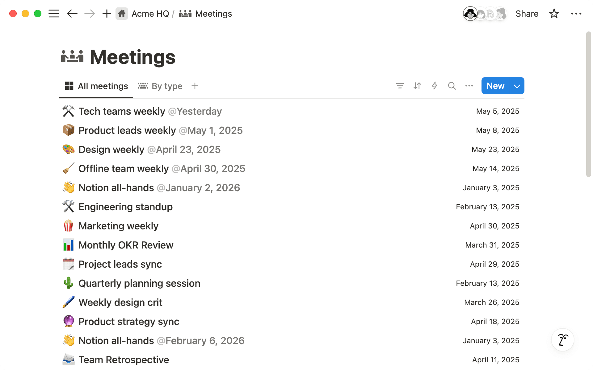 Set up a meeting notes database to organize your meetings and make them easy to findāall in one place within your workspace.